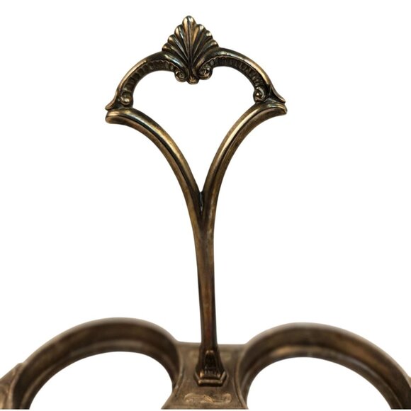 Victorian Style Silverplate Condiment Stand Dual Holder, Ornate Shell Scroll Bar - Picture 13 of 14